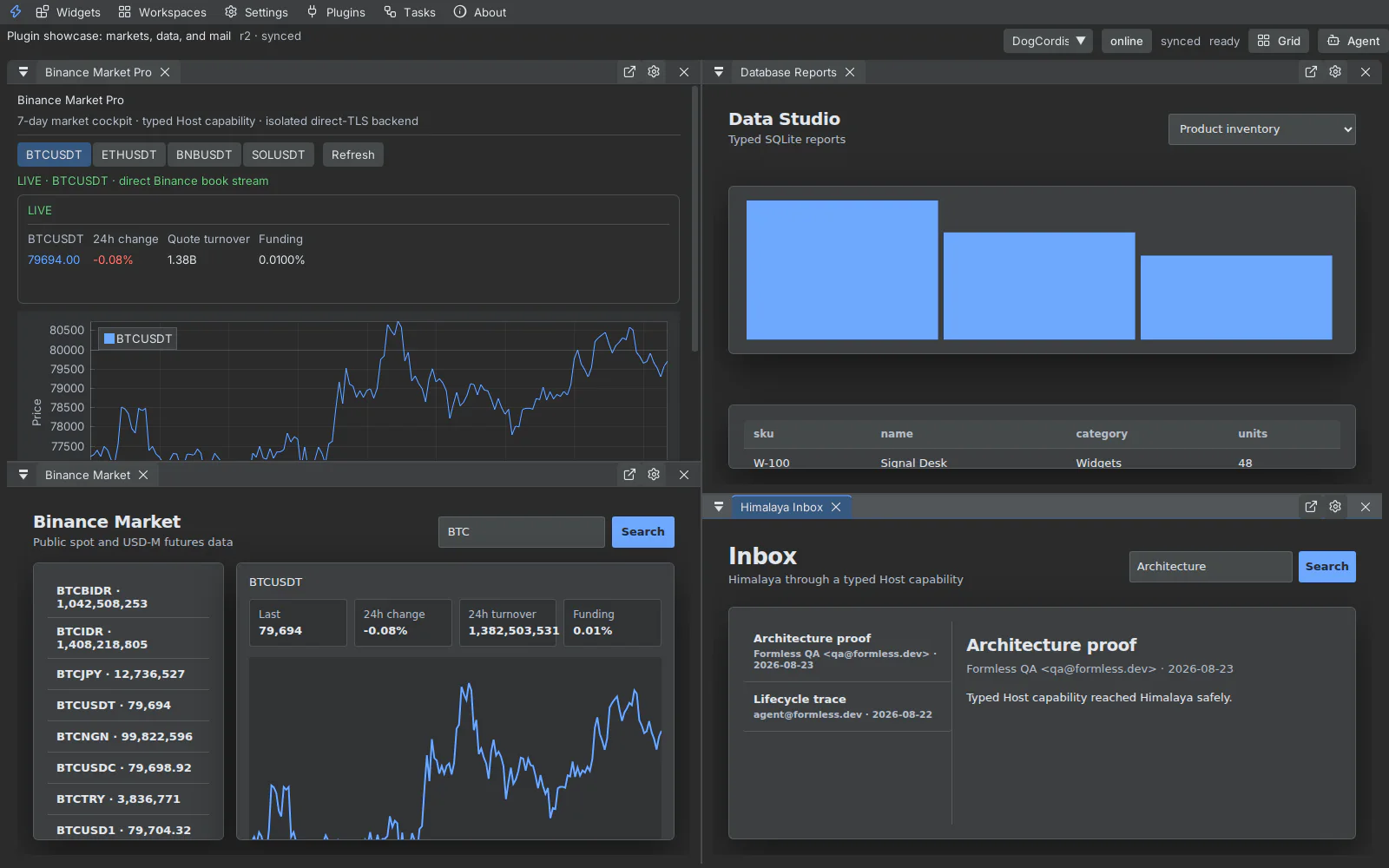 Click workspace using the Darcula theme